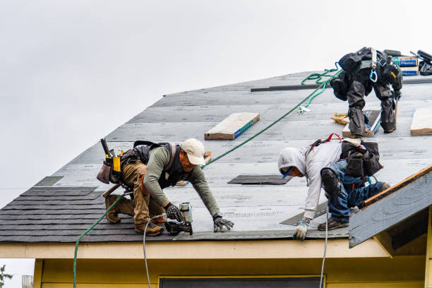 Professional Gutter Installation technician working in Palmyra, NY